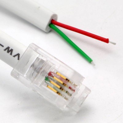 Custom 1m 2m 3m Rj9 Rj12 Rj11 4p2c Telephone Cable With Bare Wire Open End